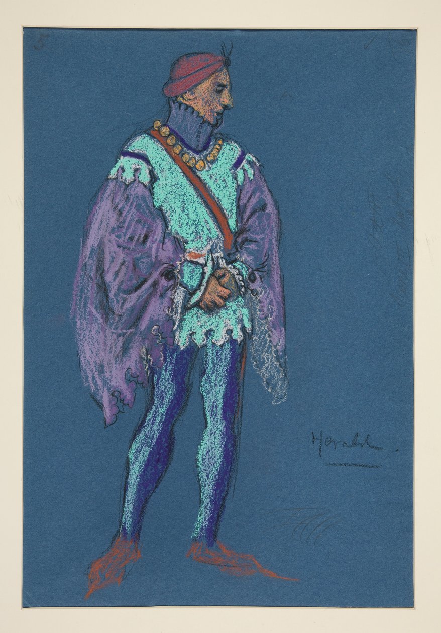 Ein Herold, Kostümentwurf für Henry Irving von Edwin Austin Abbey