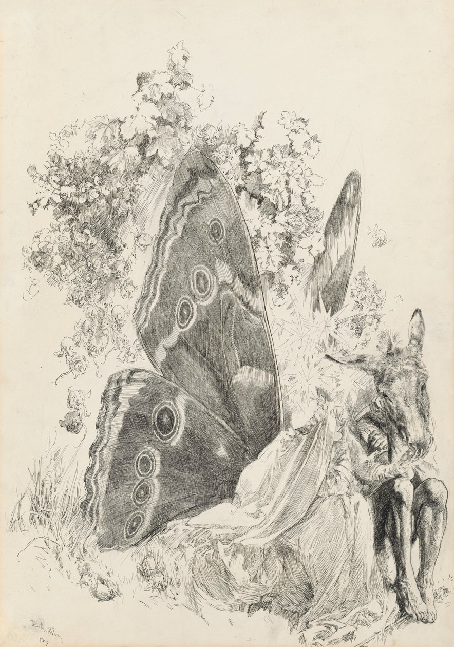 Bottom & Titania, Illustration für Ein Sommernachtstraum von Edwin Austin Abbey