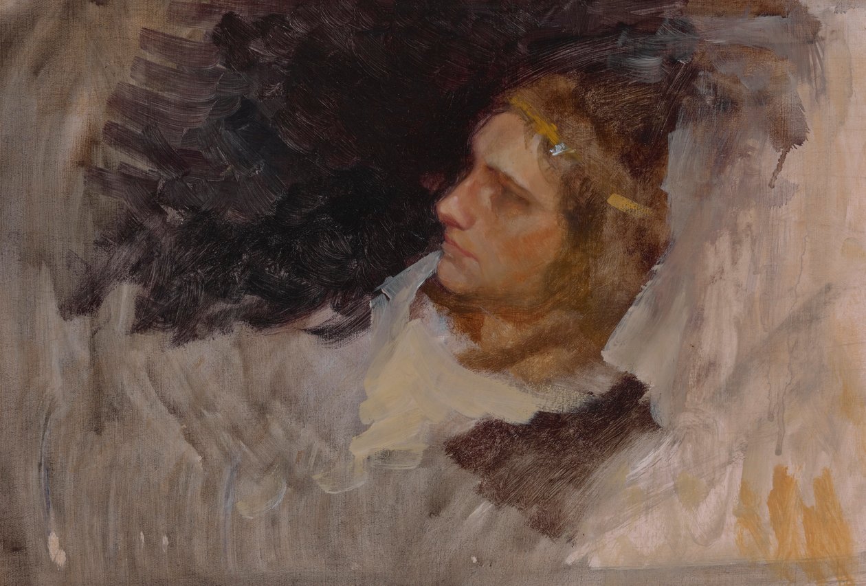Figurenstudie von Hamlet, für die Theaterszene, Hamlet, Akt III, Szene II von Edwin Austin Abbey