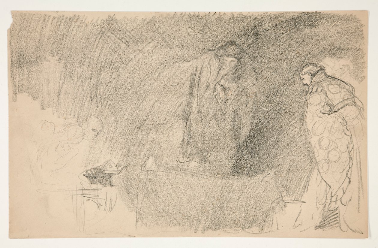 Figur in Ruhe, Skizze für ein unidentifiziertes Shakespeare-Stück von Edwin Austin Abbey