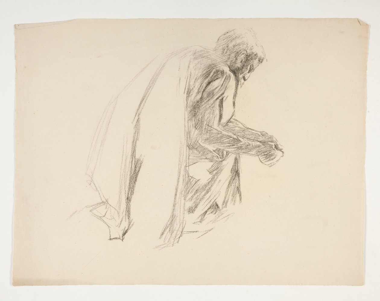 Figurenstudie für Sir Lancelot und Sir Bors rüsten Galahad mit seinen Sporen aus, aus Die Suche nach dem Heiligen Gral (zweite von fünfzehn Gemälden für die Boston Public Library, abgeschlossen 1901) von Edwin Austin Abbey