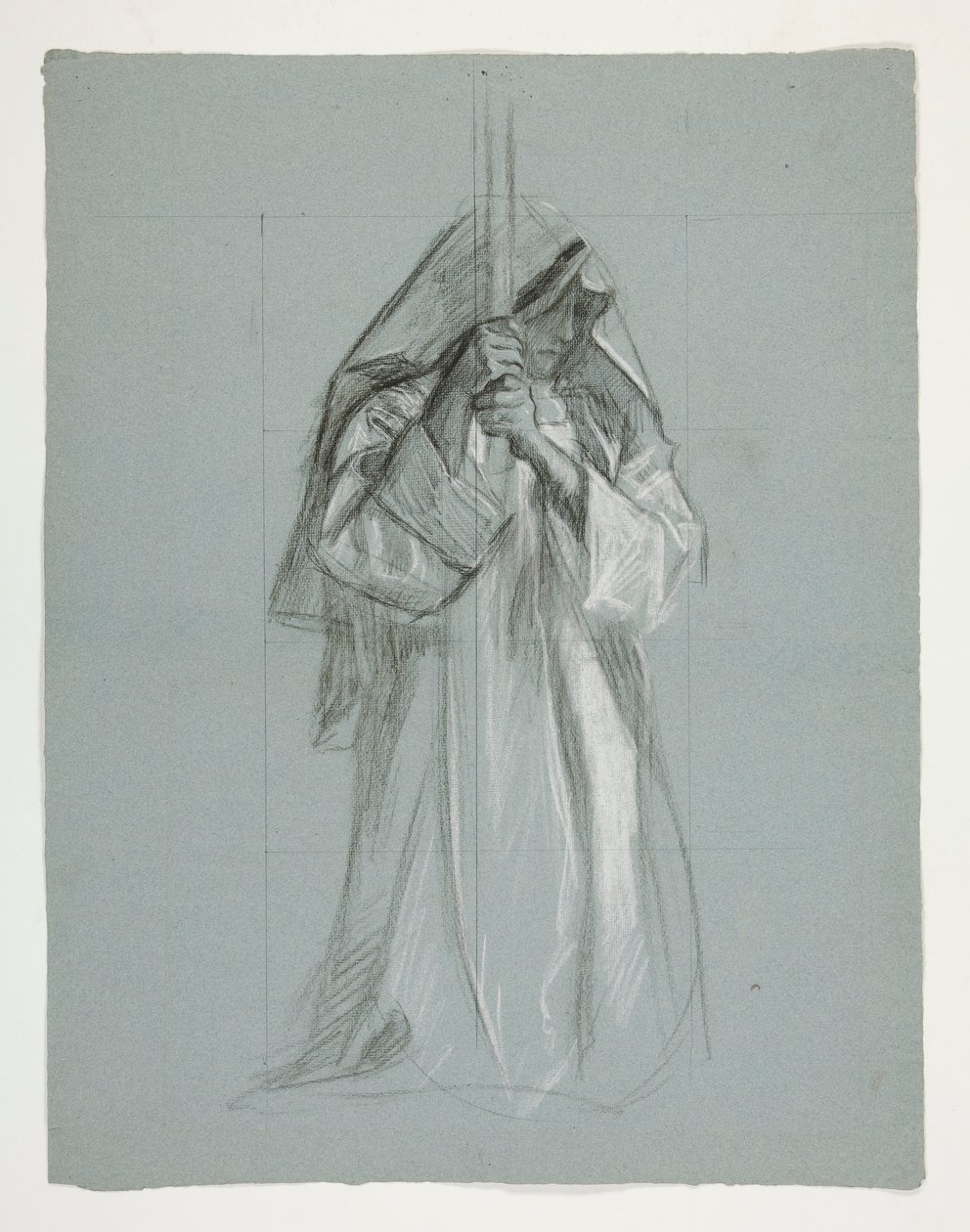 Figurenstudie für Sir Lancelot und Sir Bors rüsten Galahad mit seinen Sporen aus, aus Die Suche nach dem Heiligen Gral (zweite von fünfzehn Gemälden für die Boston Public Library, abgeschlossen 1901) von Edwin Austin Abbey