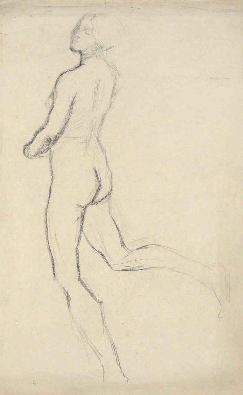 Figurenstudie für Die Stunden (15 Uhr) - Wanddekoration im State Capitol Gebäude in Harrisburg, Pennsylvania, 1902-1911 (vollendet von John Singer Sargent) von Edwin Austin Abbey