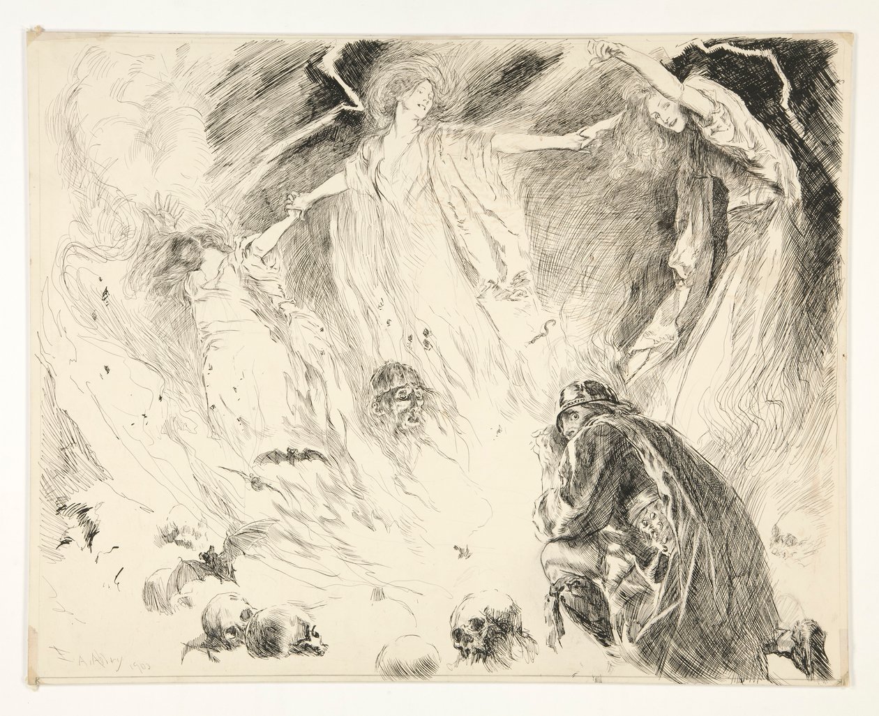 Erste Erscheinung: Macbeth! Macbeth! Macbeth! hüte dich vor Macduff., Akt IV, Szene 1, Macbeth von Edwin Austin Abbey
