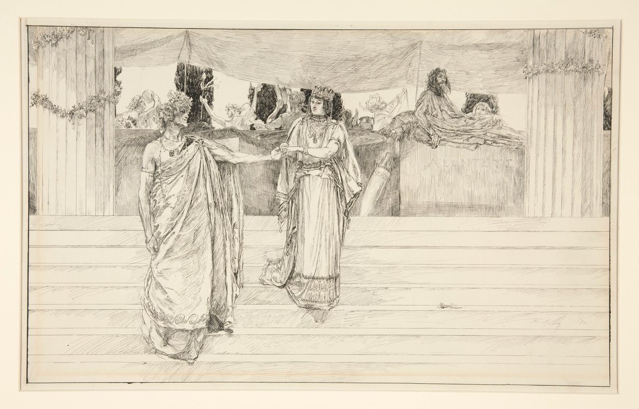Hermione fleht Polixenes an - Akt I, Szene II, Der Winter von Edwin Austin Abbey