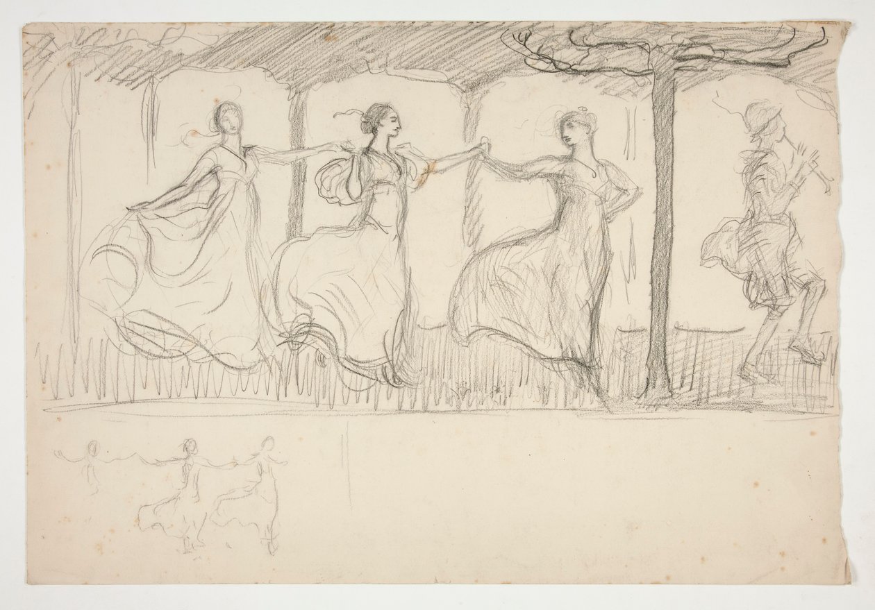Reihe von tanzenden Frauen - (nicht identifizierte Illustration) von Edwin Austin Abbey
