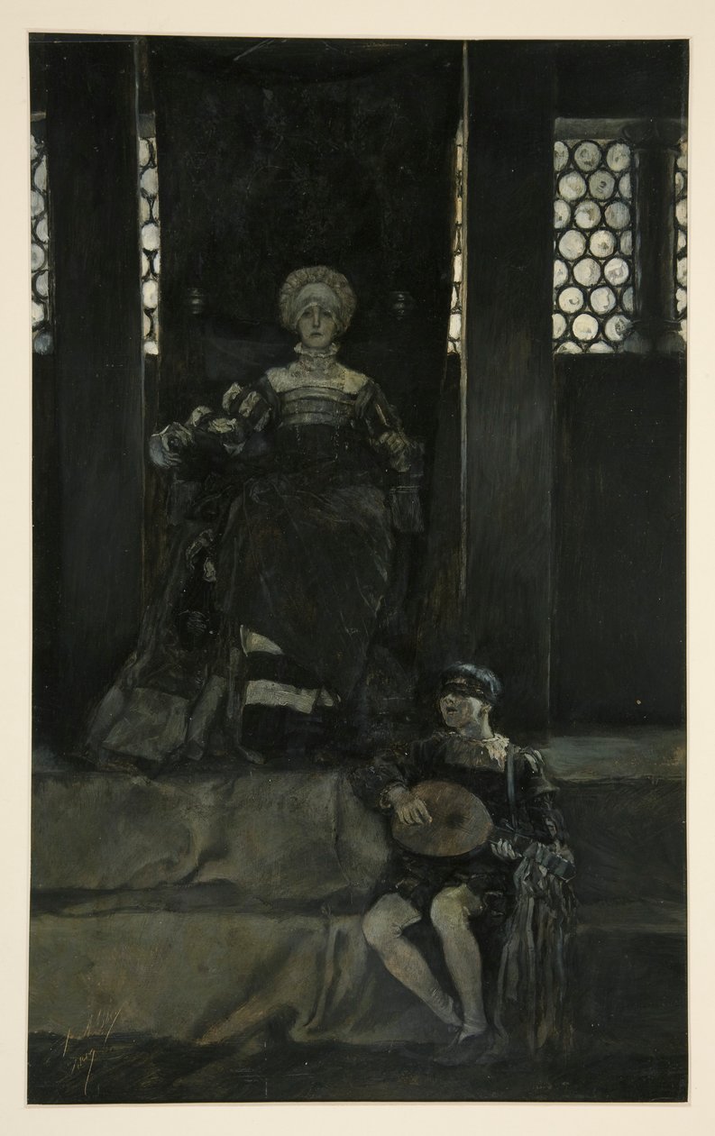 Mariana und Junge singen - Akt III, Szene I, Maß für Maß von Edwin Austin Abbey