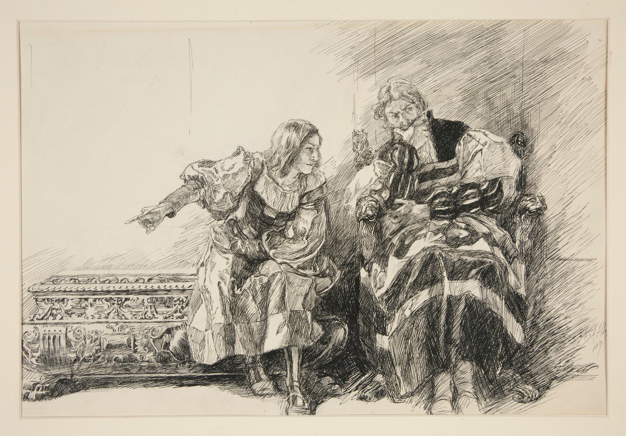 Proteus und der Herzog, aus Akt III, Szene i, Zwei Herren aus Verona von Edwin Austin Abbey