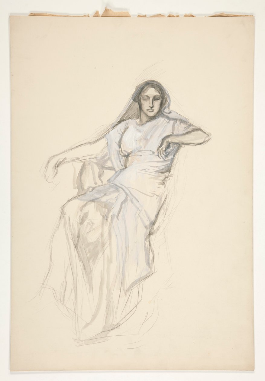 Sitzende Dame, Skizze für ein nicht identifiziertes Shakespeare-Stück von Edwin Austin Abbey
