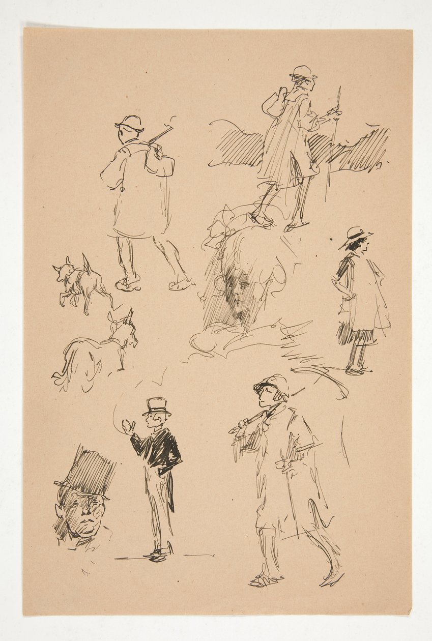Blatt mit Skizzen von Landfiguren von Edwin Austin Abbey