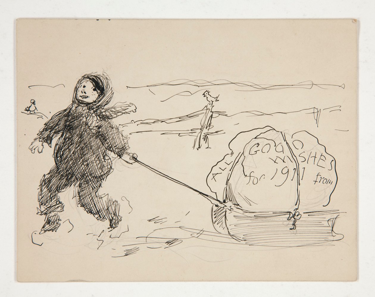 Skizze für eine Grußkarte: ALLE GUTEN WÜNSCHE FÜR 1911 von von Edwin Austin Abbey