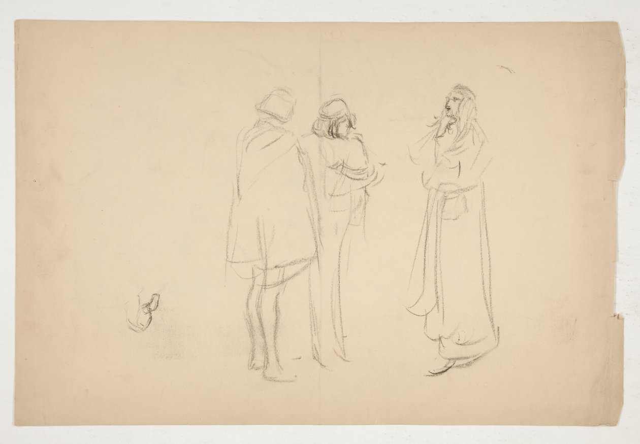 Skizze von drei Männern, aus Der Kaufmann von Venedig von Edwin Austin Abbey