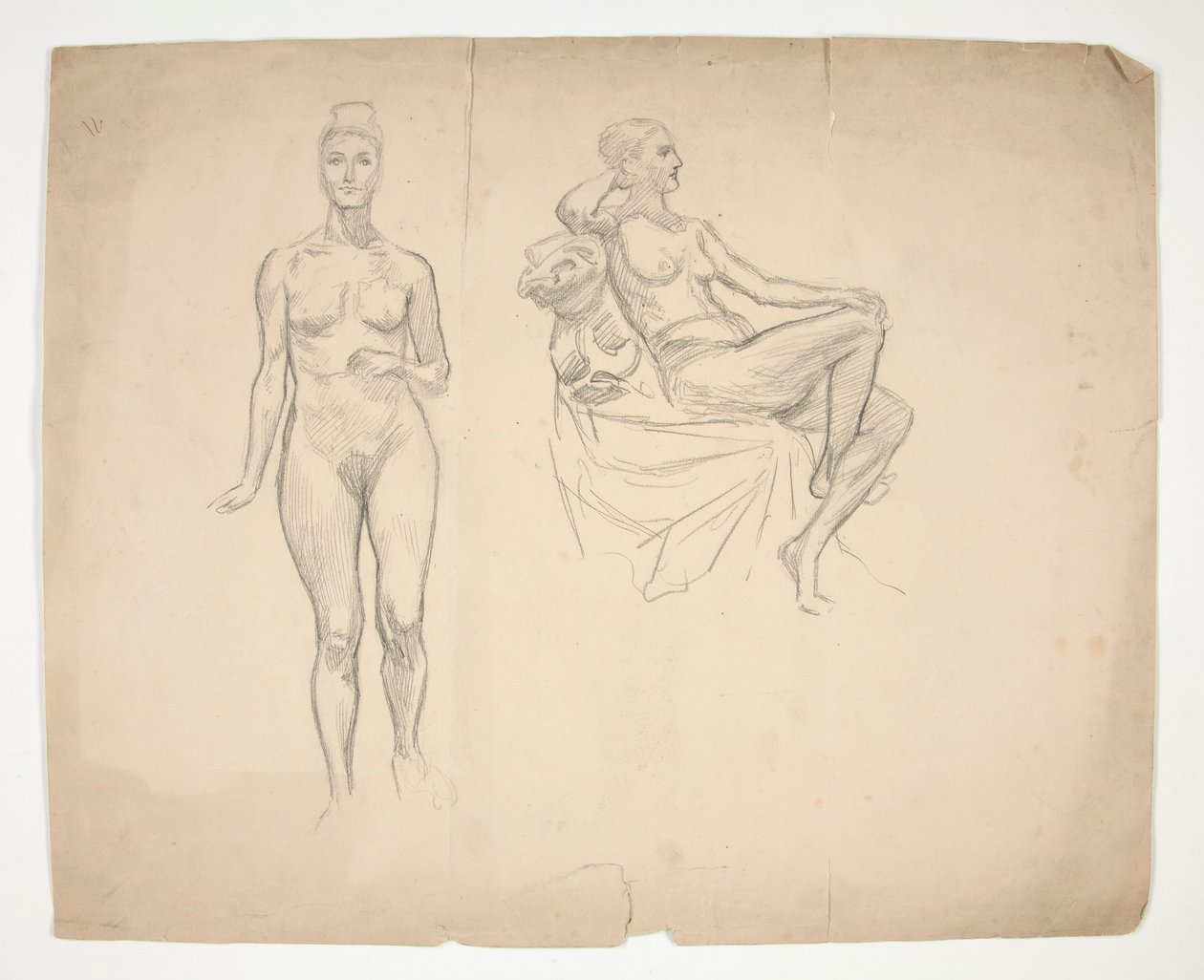 Skizze eines Modells in zwei Posen von Edwin Austin Abbey