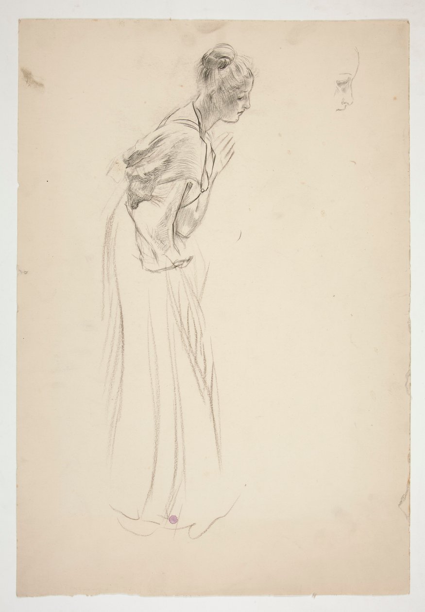 Skizze einer Frau, gebeugt und betend von Edwin Austin Abbey