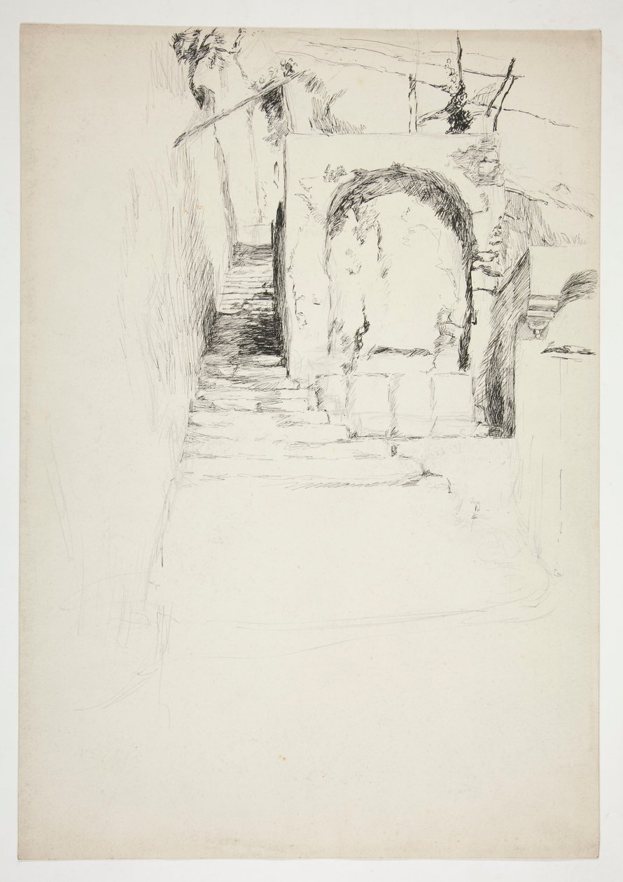 Skizze einer Außentreppe (Italienische Pergola, für Buchillustration) von Edwin Austin Abbey