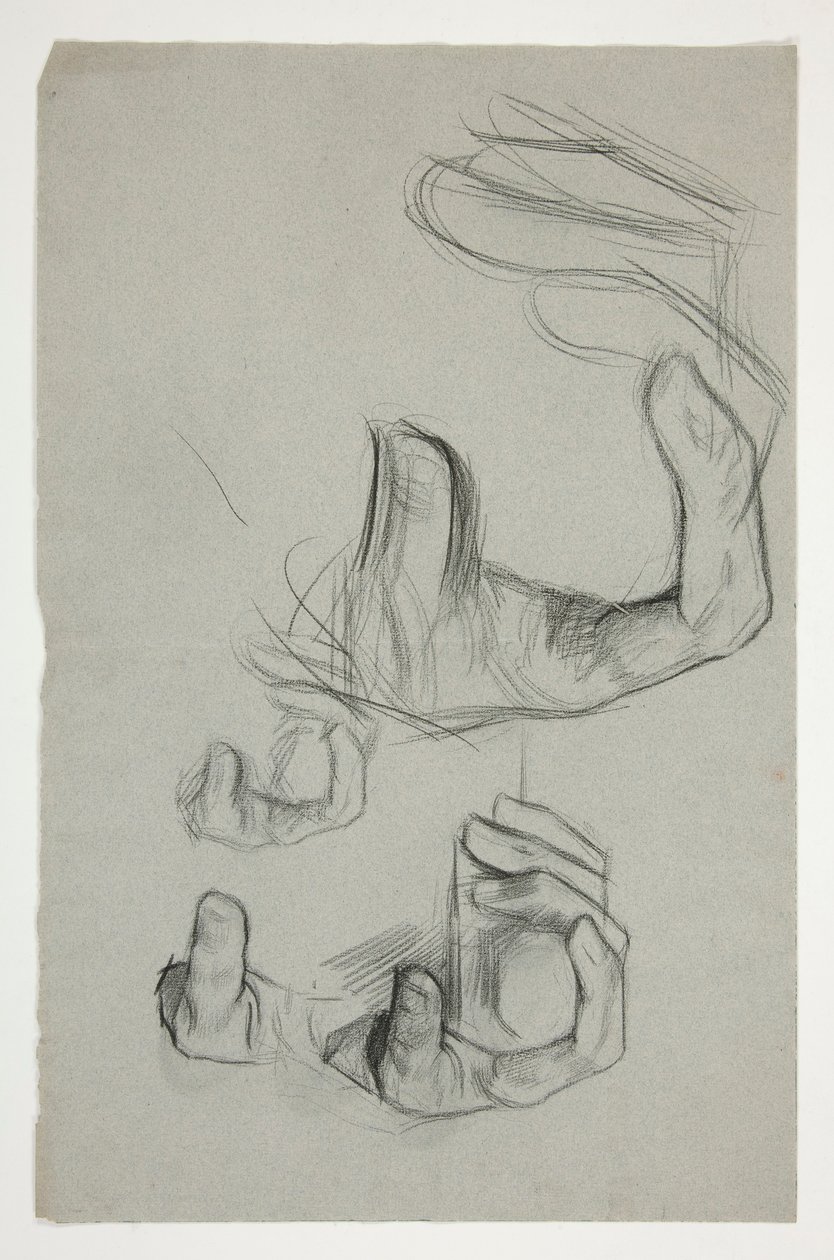 Skizze einer Hand, die einen Stock hält von Edwin Austin Abbey