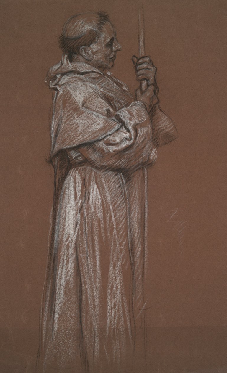 Stehende Figur eines Mönchs, Studie für Wandgemälde von Edwin Austin Abbey