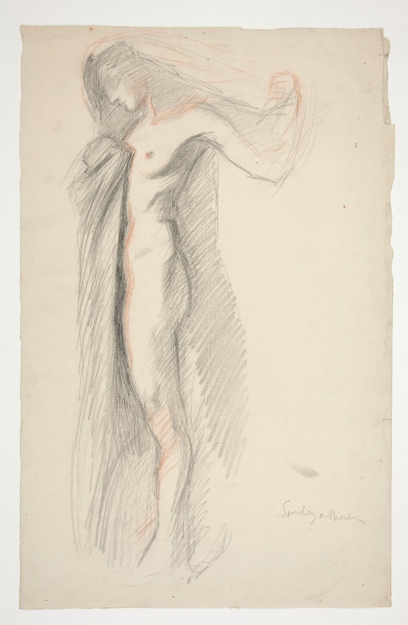 Studie der Figur von 18 Uhr, für das Wandgemälde Die Stunden im State Capitol Gebäude in Harrisburg, Pennsylvania von Edwin Austin Abbey