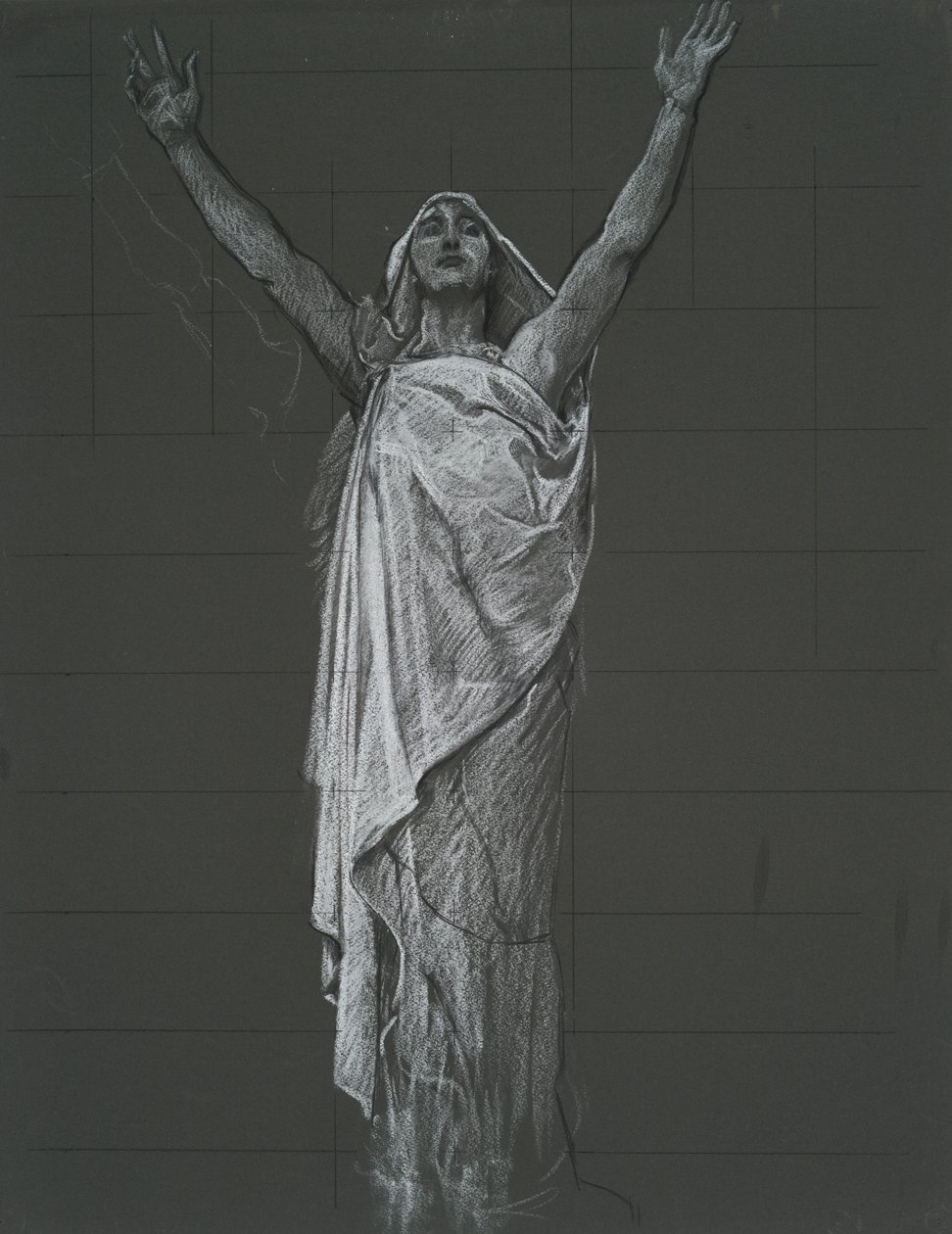 Studie für die Figur der Religion im Rondell der Rotunde des Staatskapitolgebäudes in Harrisburg, Pennsylvania, 1902-1911 von Edwin Austin Abbey