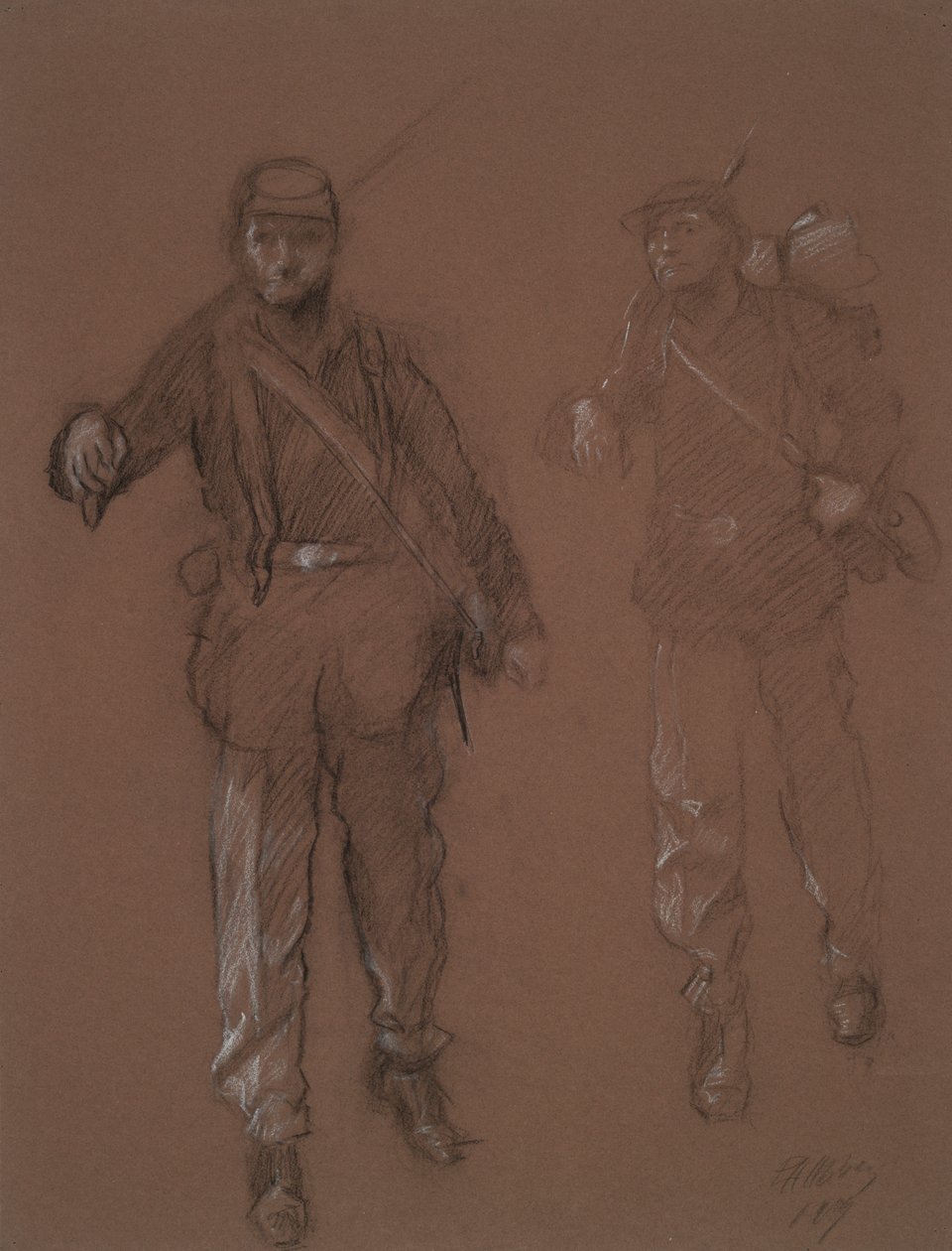 Studie für die Figuren von zwei Soldaten des Bürgerkriegs von Edwin Austin Abbey
