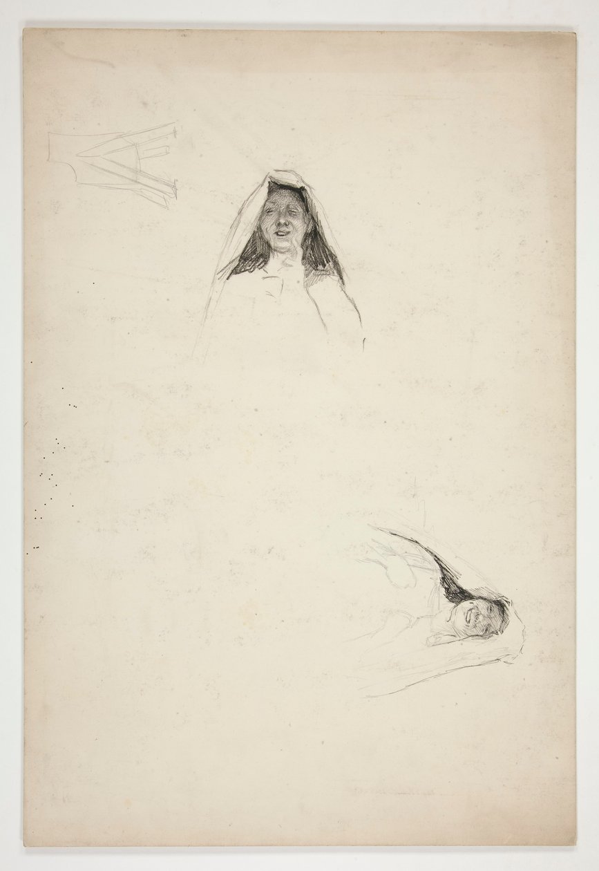 Studie von zwei Köpfen, Jaquenetta, aus Liebe von Edwin Austin Abbey