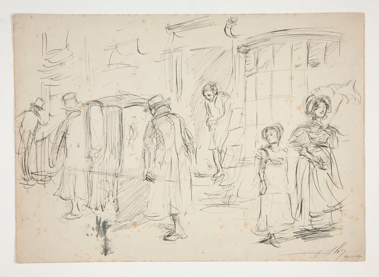 Studie einer Straßenszene mit Sänfte von Edwin Austin Abbey