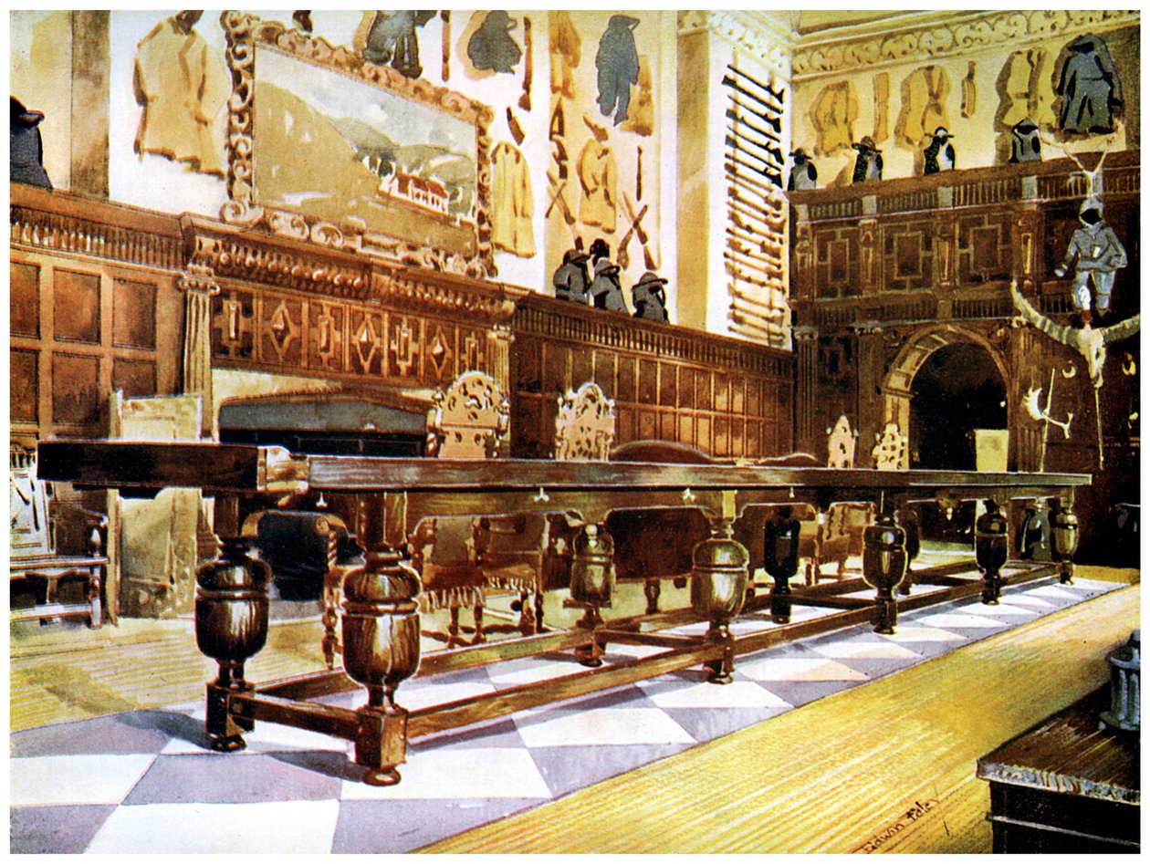 Shovelboard-Tisch in der Halle von Littlecote, 1910 von Edwin Foley