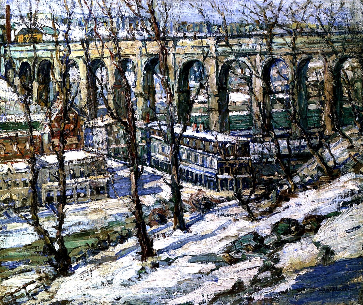 Hohe Brücke am Harlem River, USA, ca. 1907 von Edwin H. Gunn
