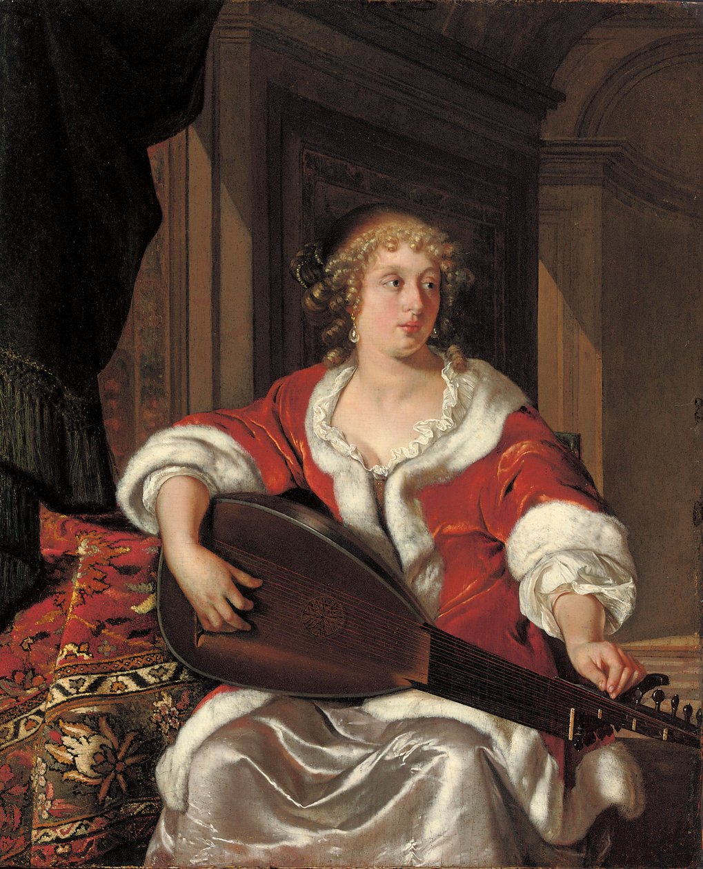 Eine junge Dame stimmt ihre Laute von Eglon van der Neer
