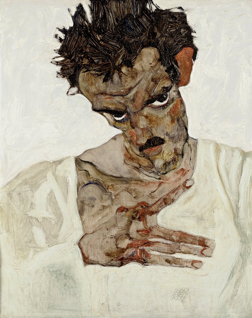 Selbstporträt mit gesenktem Kopf von Egon Schiele