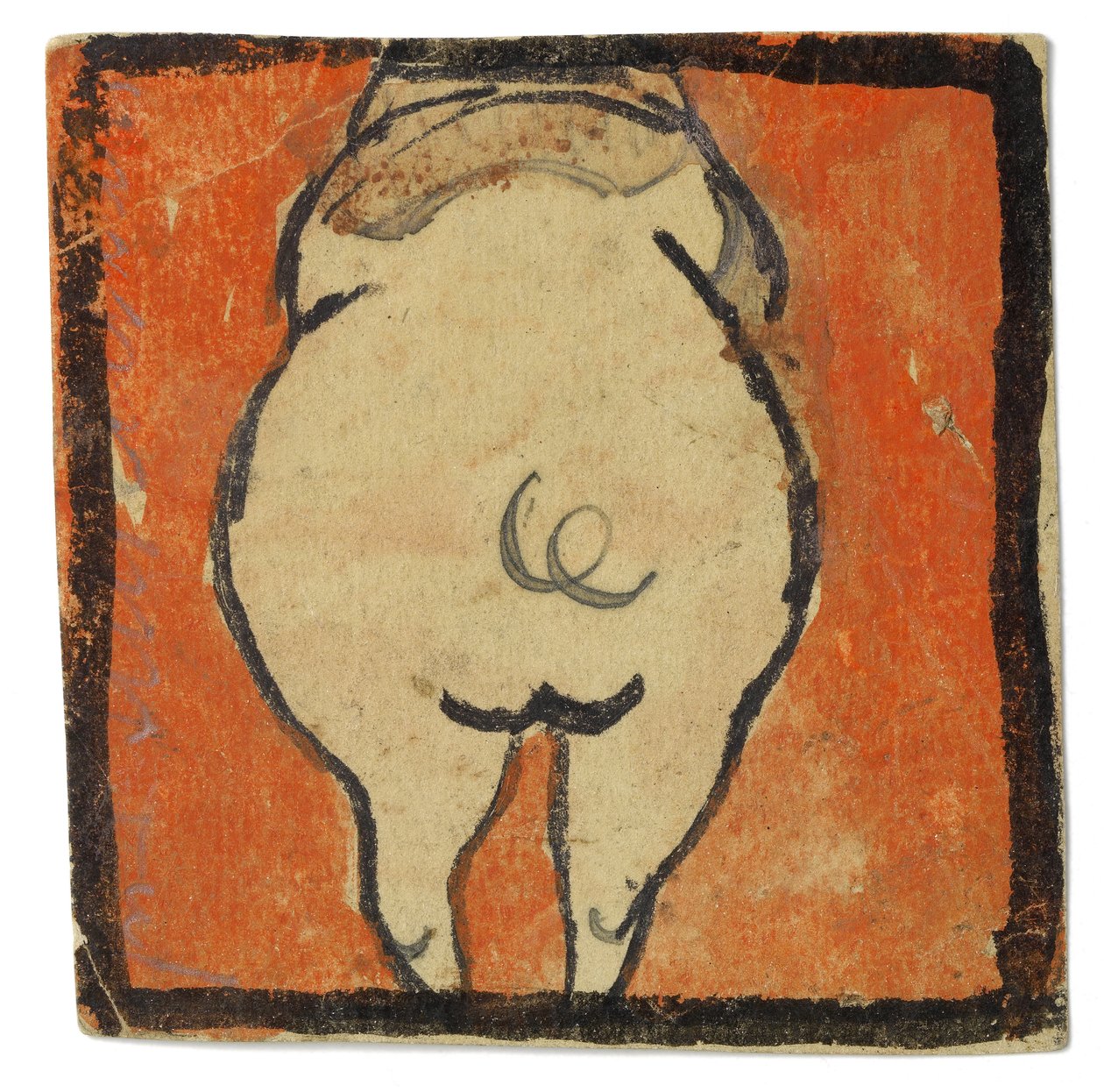 Entwurf für eine Wanddekoration im Atelier Wattmanngasse (Schwein von hinten?) von Egon Schiele