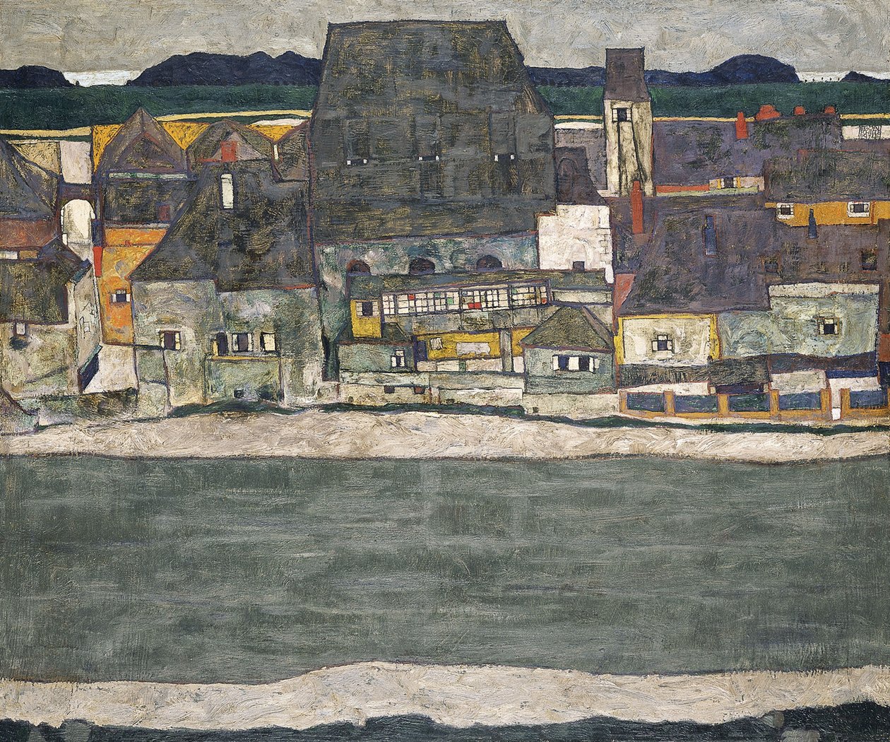 Häuser am Fluss Die Altstadt, 1914 von Egon Schiele