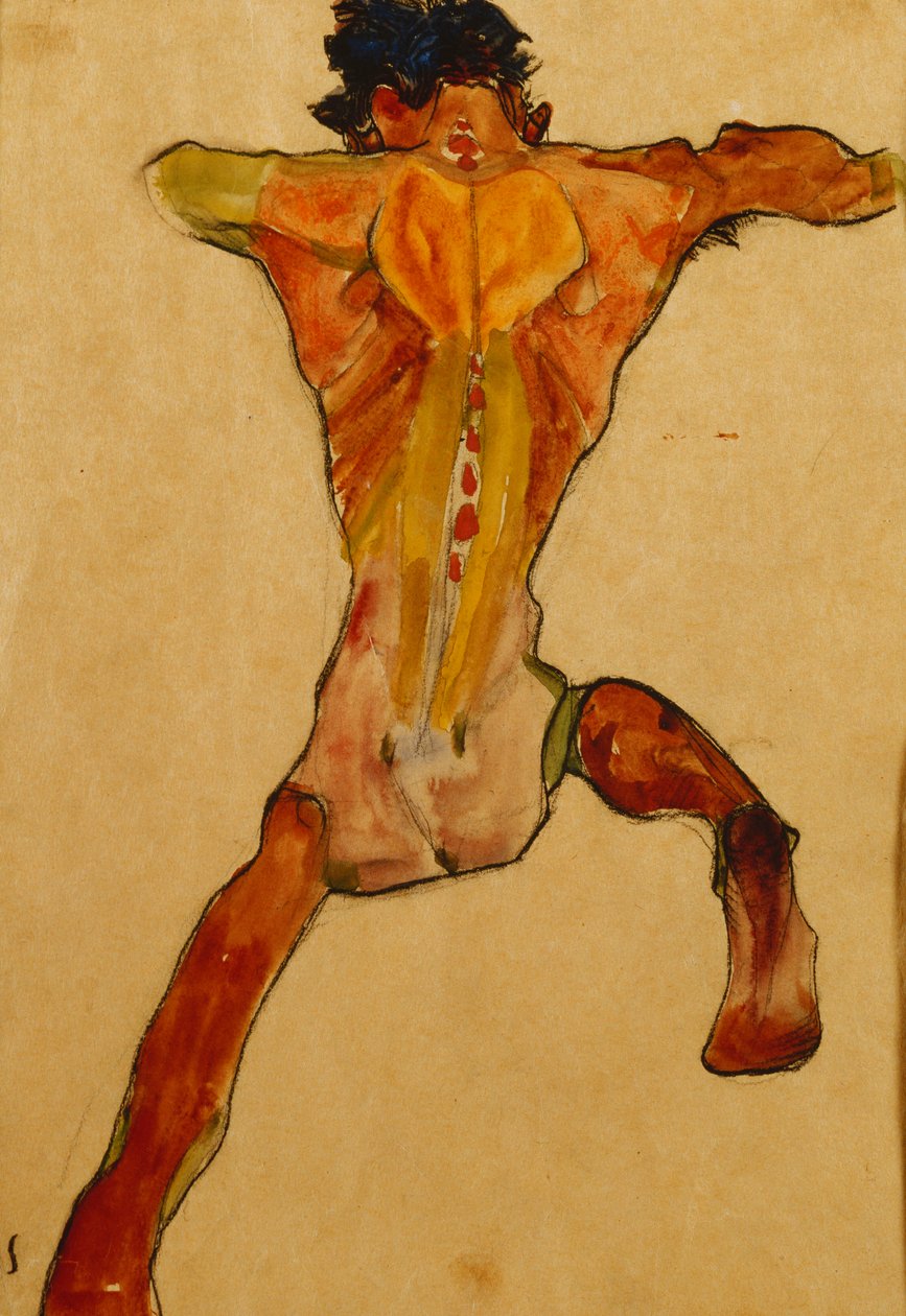Männlicher Rückenakt, 1910 von Egon Schiele