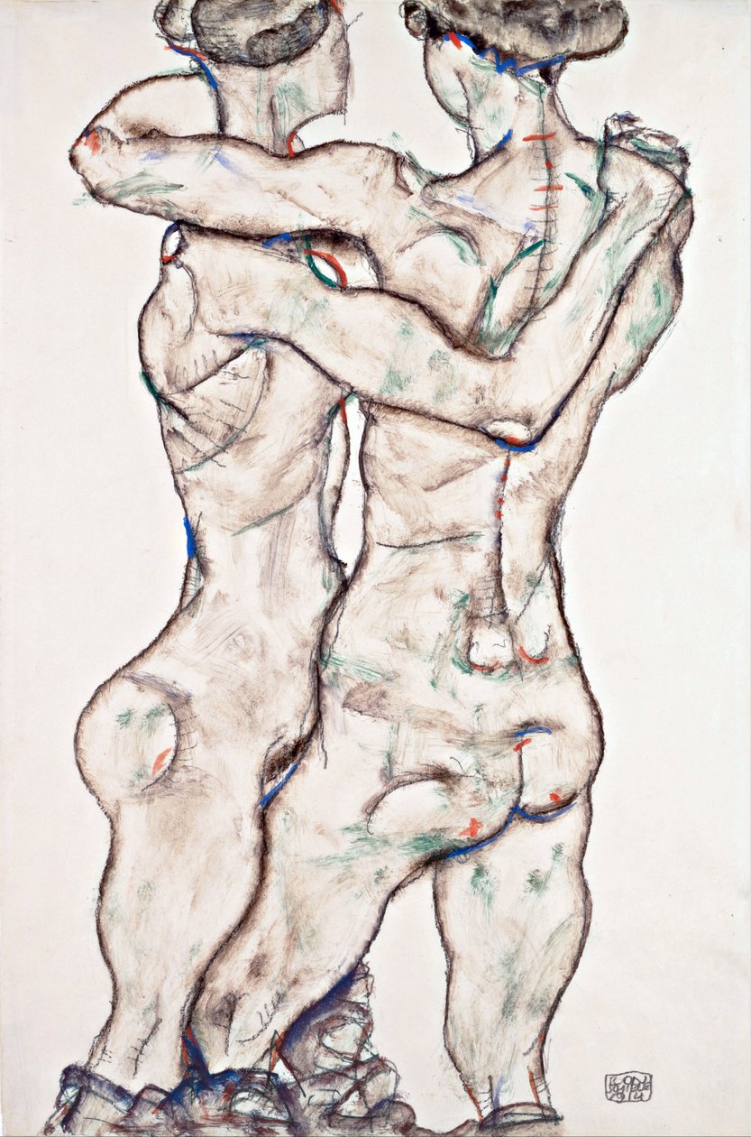 Umarmende nackte Mädchen von Egon Schiele
