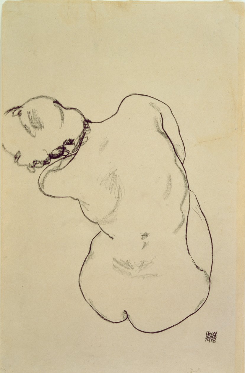 Liegender Akt - Rückansicht, 1918 von Egon Schiele
