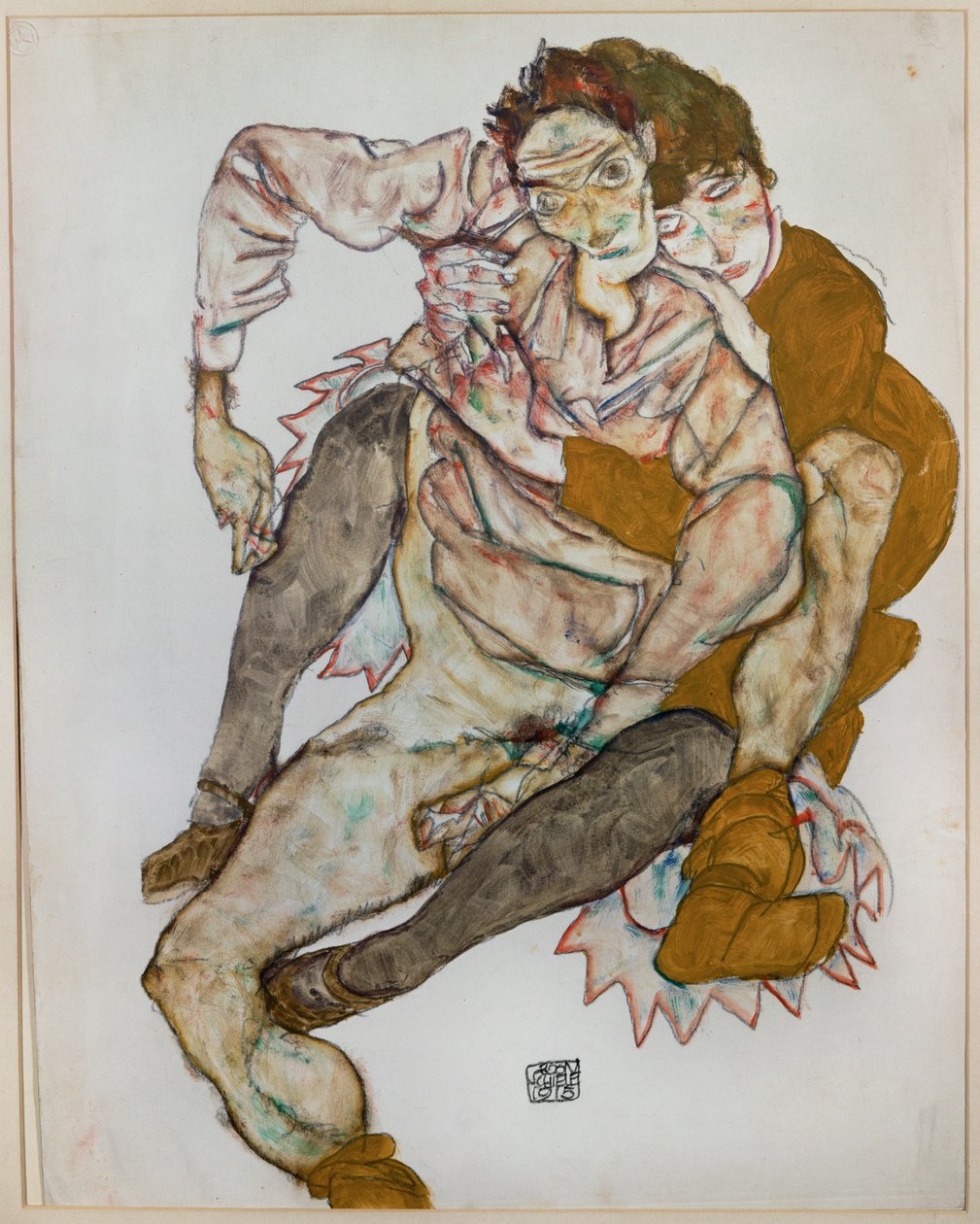 Sitzendes Paar von Egon Schiele