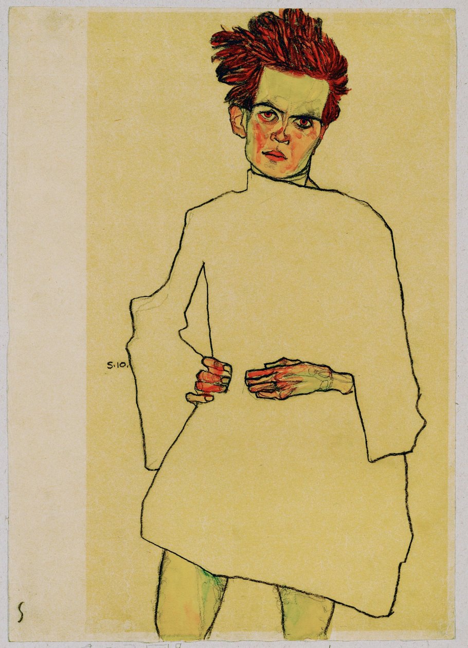 Selbstporträt mit Hemd von Egon Schiele