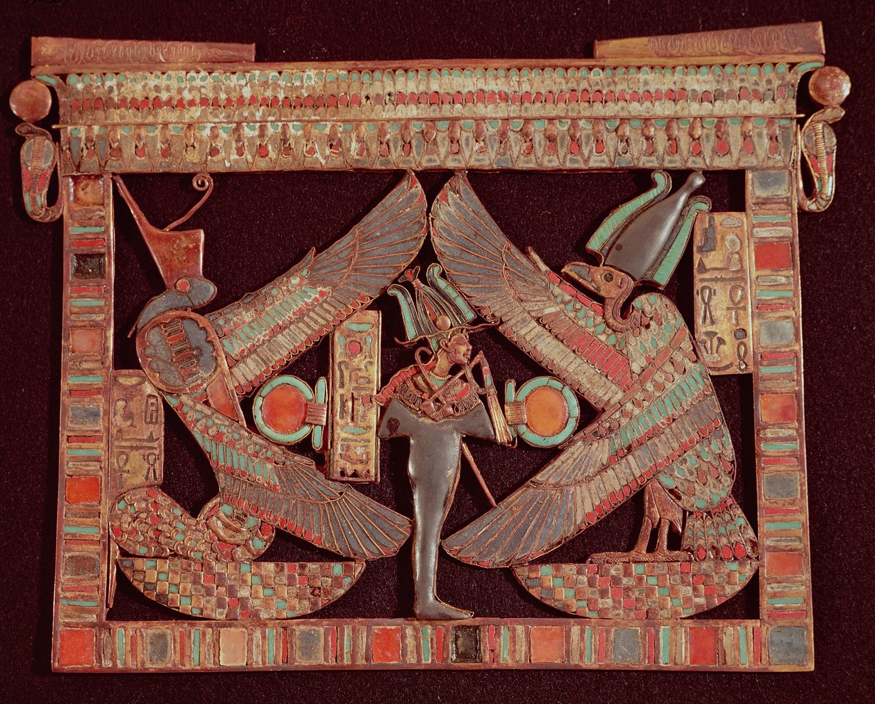 Brustplatte, die Osiris, den Gott der Unterwelt, darstellt, aus dem Grab von Tutanchamun, im Tal der Könige in Theben, ca. 1361-52 v. Chr., Neues Reich von Egyptian 18th Dynasty