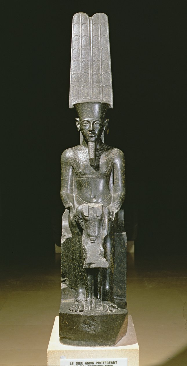Statue des Gottes Amun, der Tutanchamun beschützt, Ägyptisch, Neues Reich, ca. 1347-37 v. Chr. von Egyptian 18th Dynasty