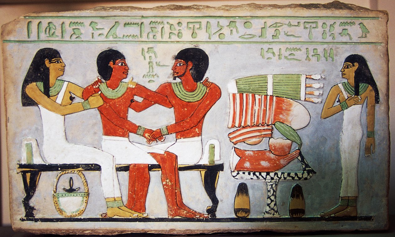 Debu Sobek und seine Familie, Wandmalerei aus Abydos, Ägypten von Egyptian 12th Dynasty