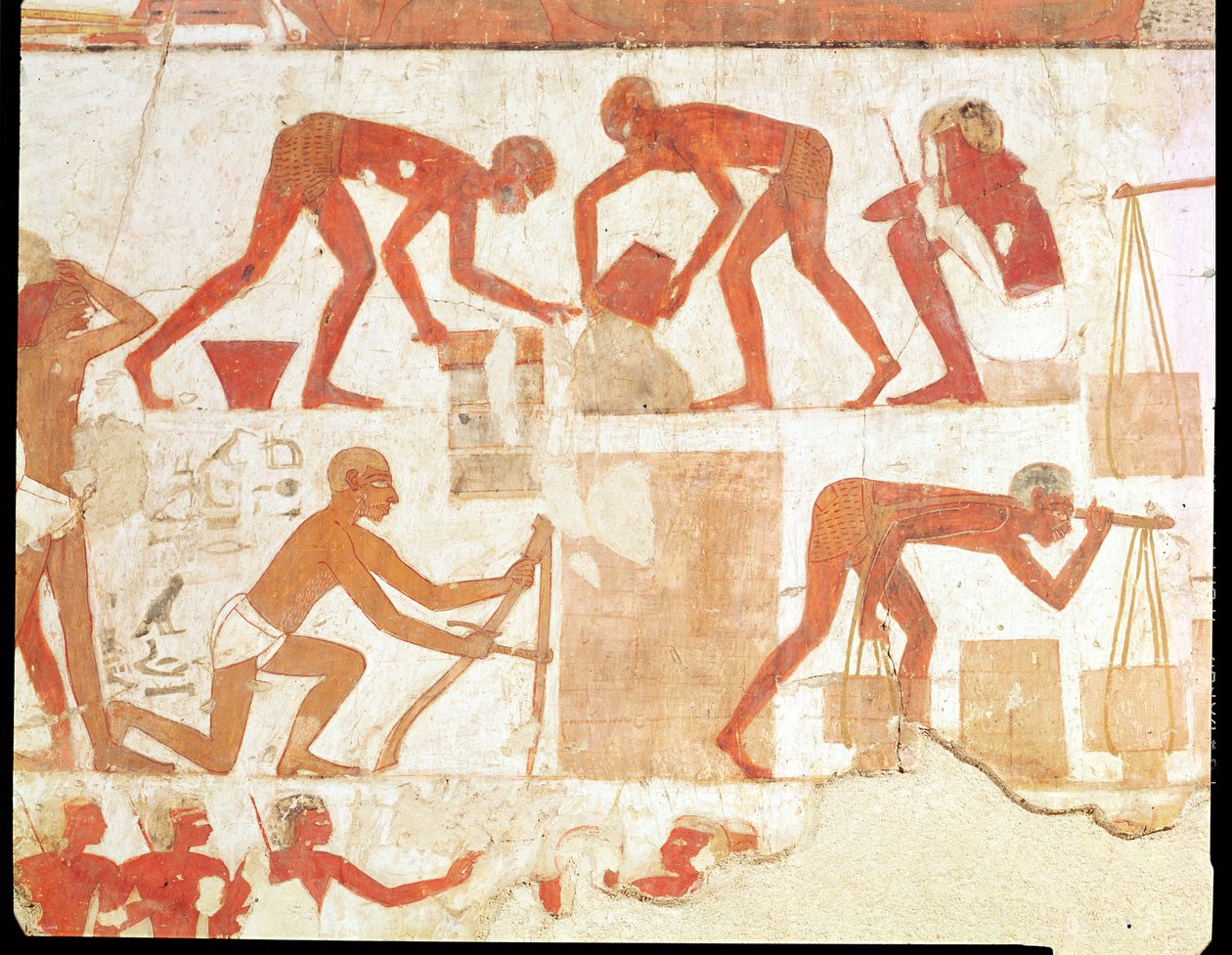 Bau einer Mauer, aus dem Grab von Rekhmire, Wesir von Tuthmosis III und Amenhotep II, Neues Reich von Egyptian 18th Dynasty