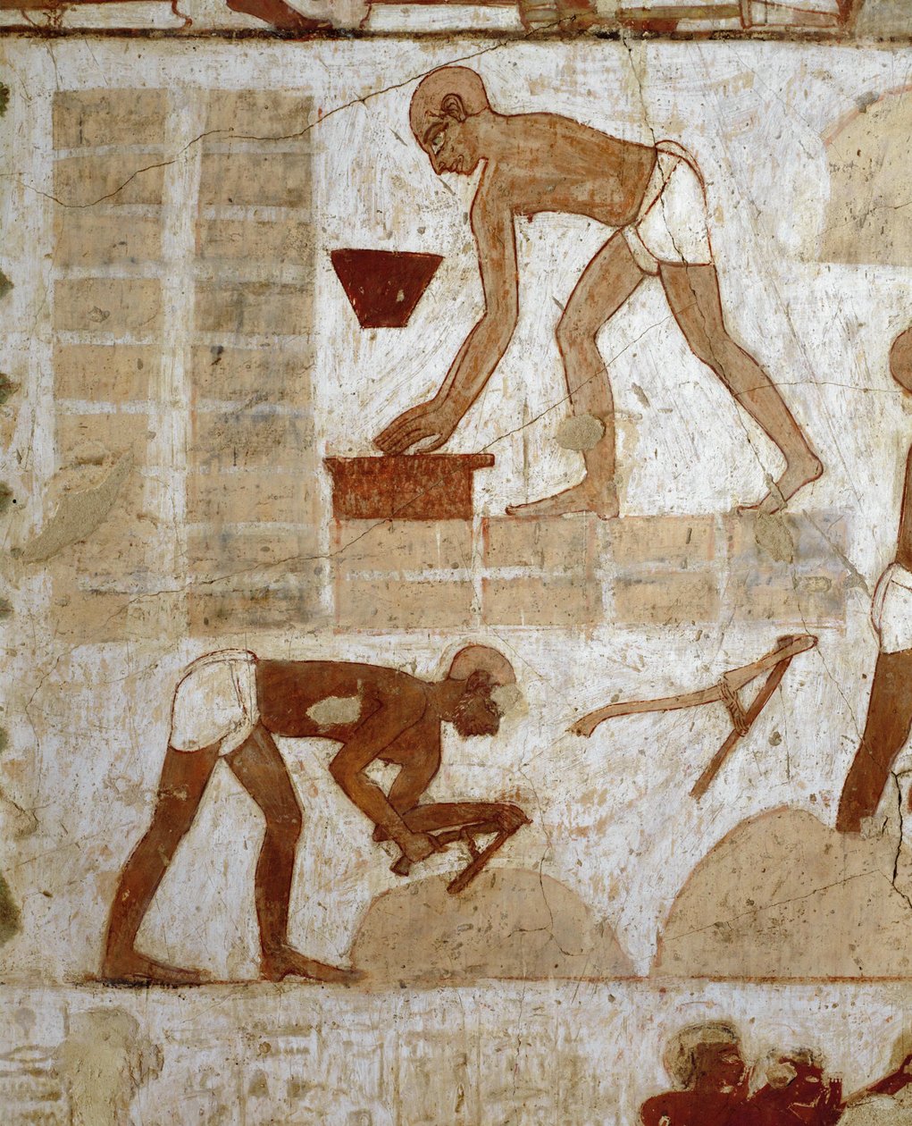 Handwerker beim Ziegellegen und Pylonenbau von Egyptian 18th Dynasty