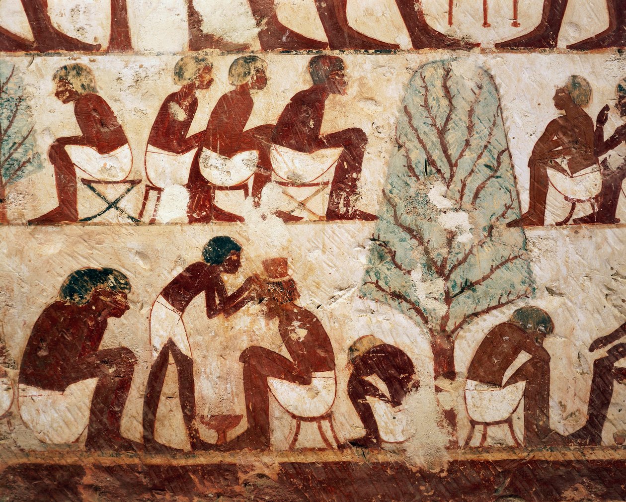 Ägypten, Luxor, West-Theben, Sheik el Gurnak. Grab des Usirhat, Barbier, Details aus Fresko von Egyptian 18th Dynasty