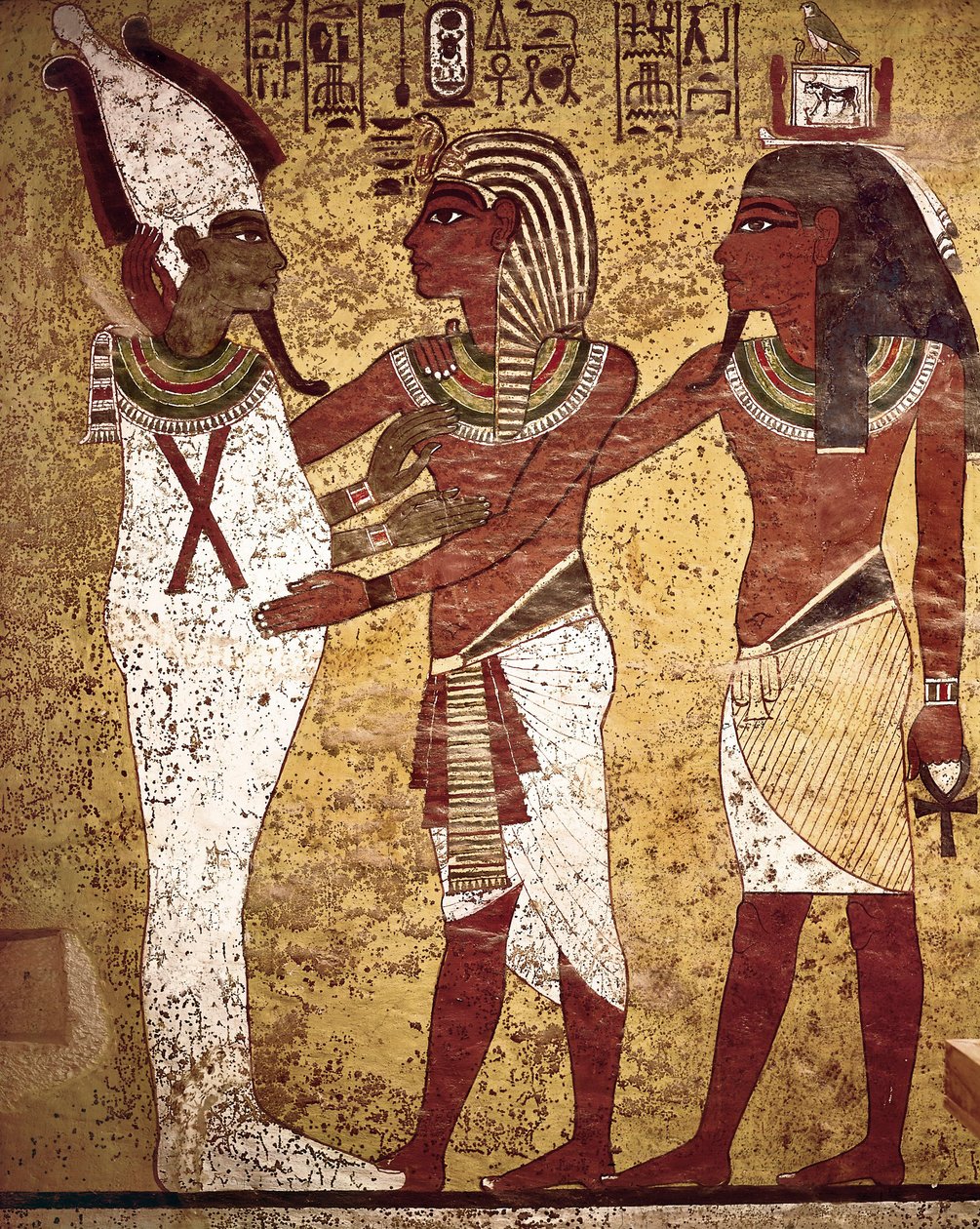 Ägyptische Antike: der Pharao Tutanchamun vor dem Gott Osiris von Egyptian 18th Dynasty
