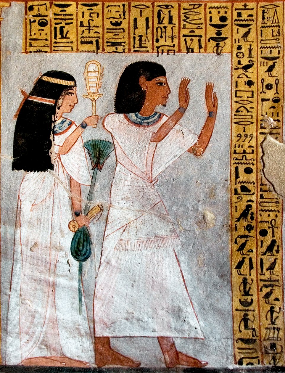 Ägyptische Antike: Charaktere im Gottesdienst. Grab von Roy (TT255). 18. Dynastie. Vom Westufer von Luxor, Ägypten von Egyptian 18th Dynasty