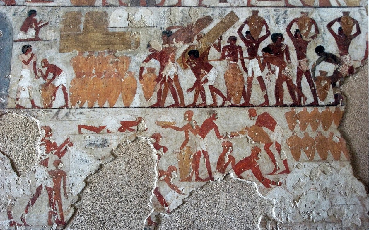 Ägyptische Antiquität: Malerei, die das Grab von Rekhmire (TT100), Wesir der 18. Dynastie, schmückt von Egyptian 18th Dynasty