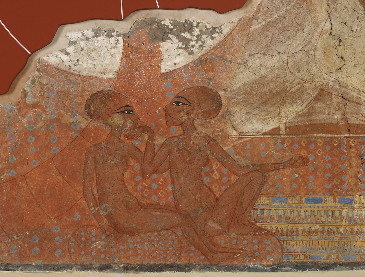 Prinzessinnen-Fresko, Ägyptisch, Neues Reich, 18. Dynastie, ca. 1555-1337 v. Chr. von Egyptian 18th Dynasty