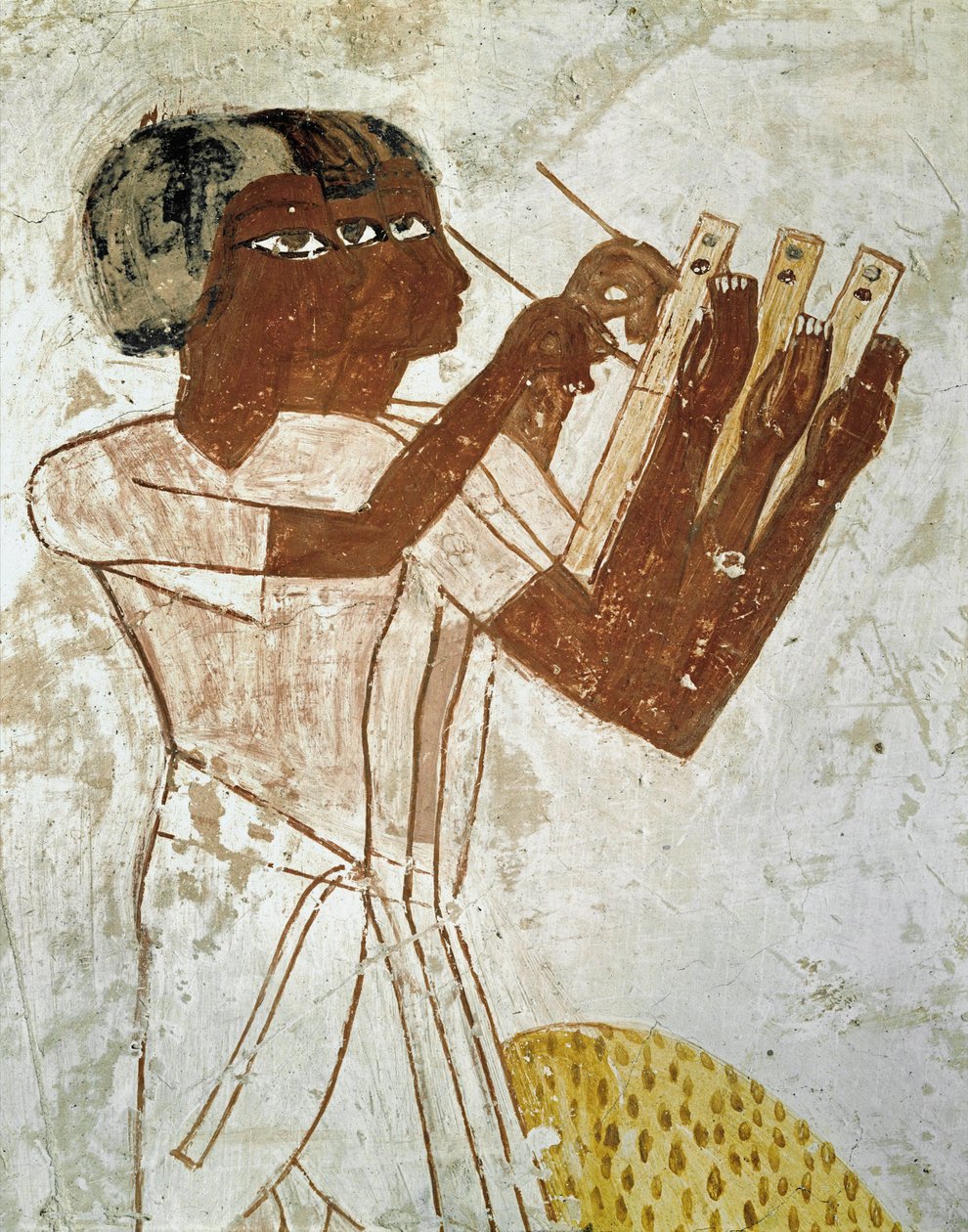 Schreiber mit Rohrfedern messen und zeichnen die Ernte auf von Egyptian 18th Dynasty