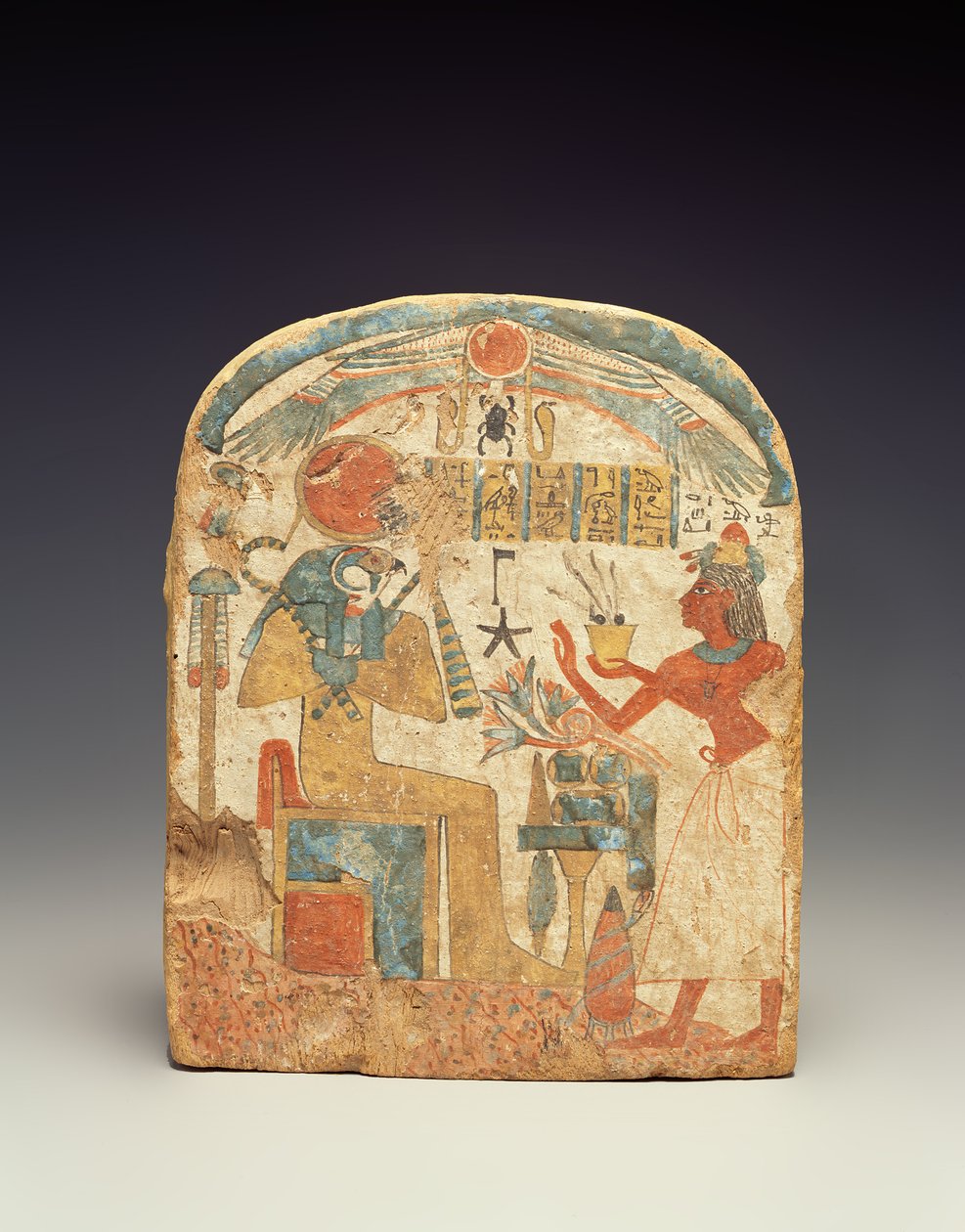 Stelen, die den Verstorbenen vor Horus darstellen, aus Luxor, Neues Reich von Egyptian 18th Dynasty