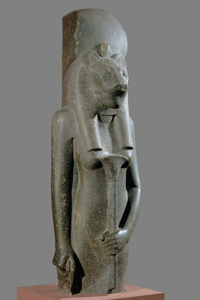 Die Göttin Sachmet mit einem Zepter in Form eines Papyrus von Egyptian 18th Dynasty